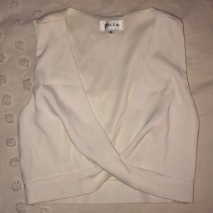 White low cut cropped tank